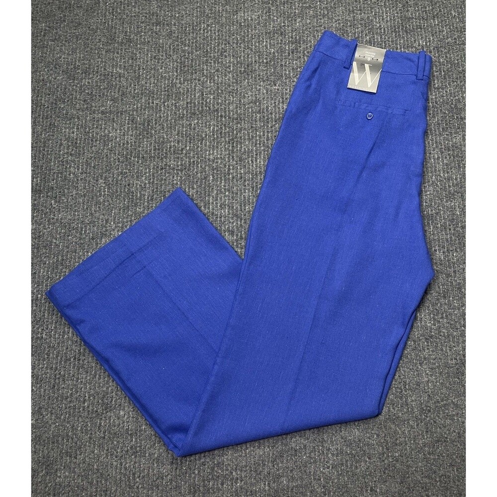 Worthington Women's Size 8 Trouser Pants High Rise Poly/Linen Astronaut Blue NEW
